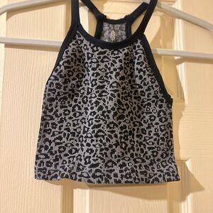 FP Movement by Free People Black and White Leopard Crop Top
